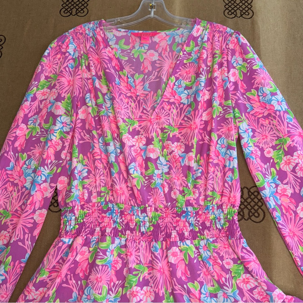 Lilly Pulitzer Cristiana Stretch Dress Moms The Word Amethyst Size 12 - Picture 7 of 16